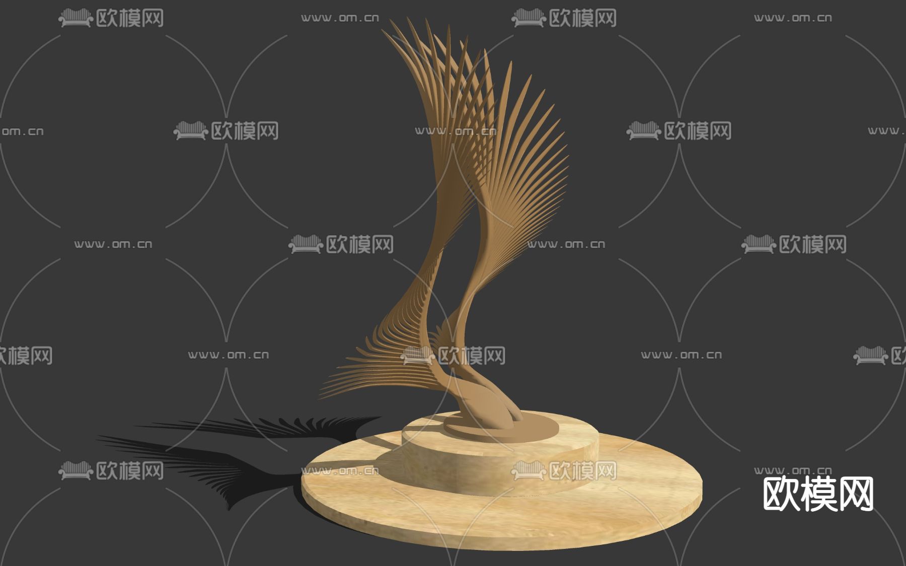 现代翅膀飞翔主题雕塑小品su模型下载_ID12051484_sketchup模型下载-欧模网