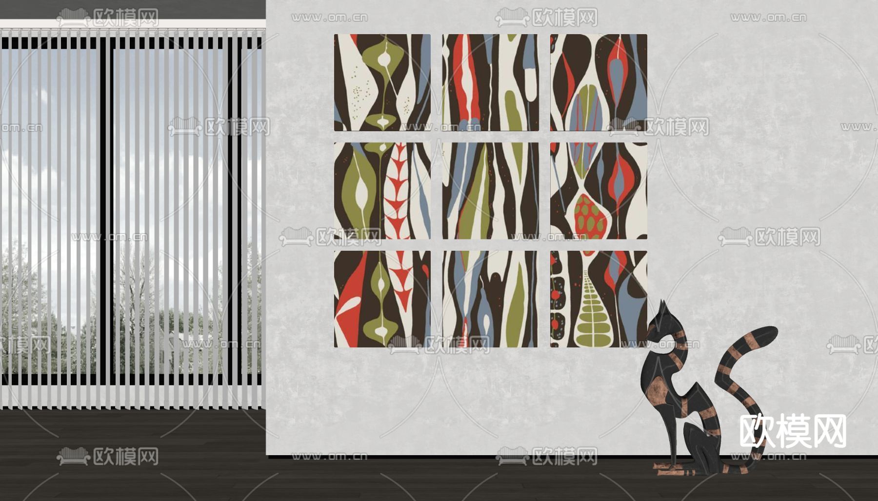 侘寂风抽象装饰画su模型