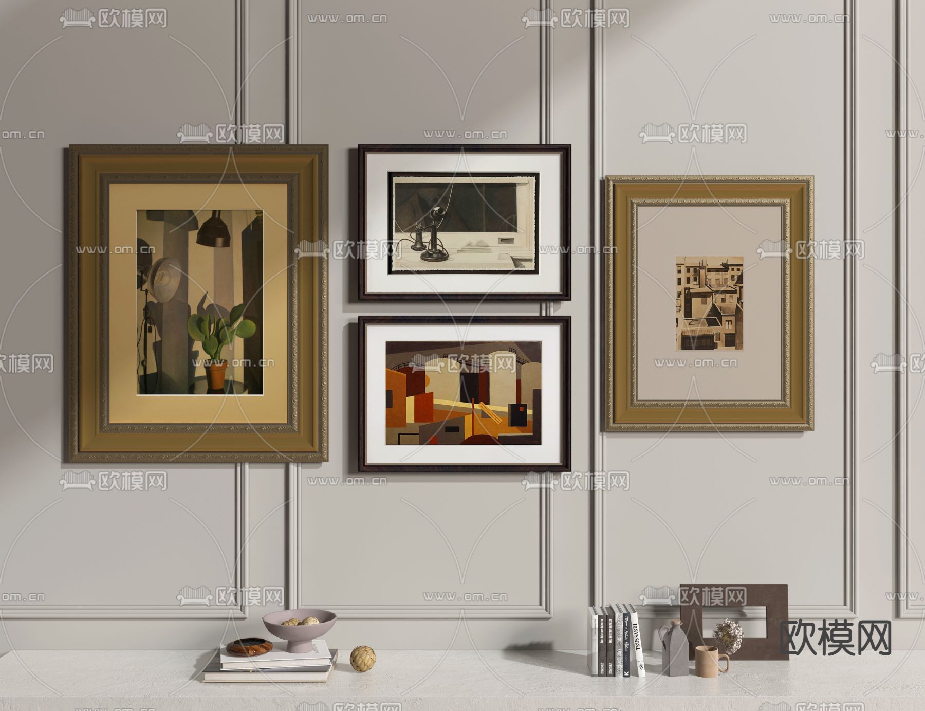 美式复古装饰画3d模型下载_ID12050873_3dmax免费模型-欧模网