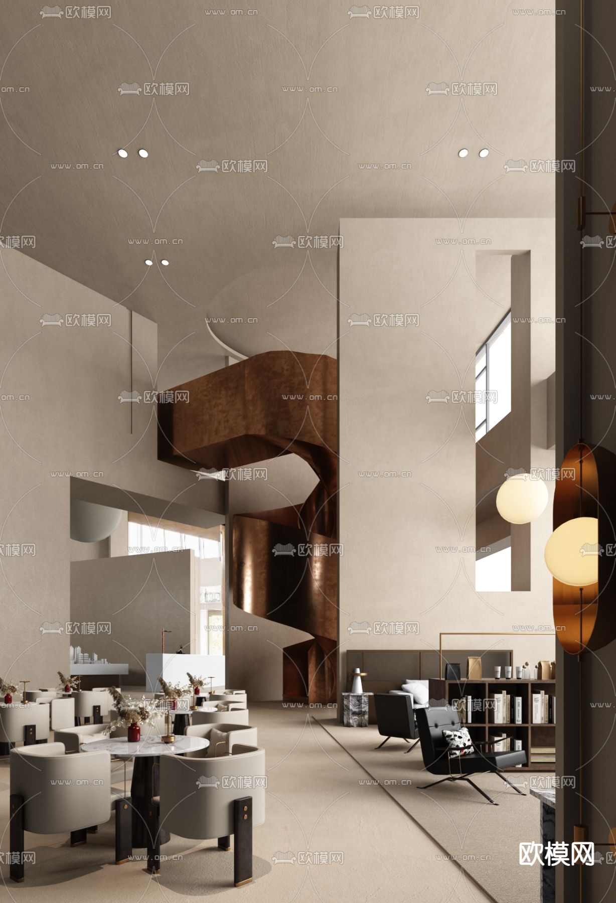 矩阵纵横 侘寂售楼处洽谈区3d模型下载