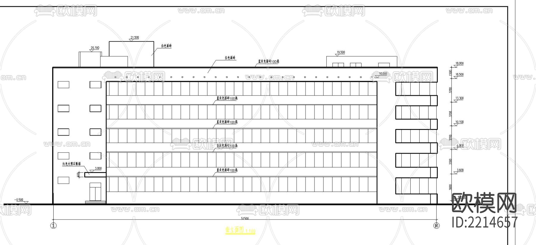 精神病疗养院全套建筑CAD施工图下载（渲染图1）