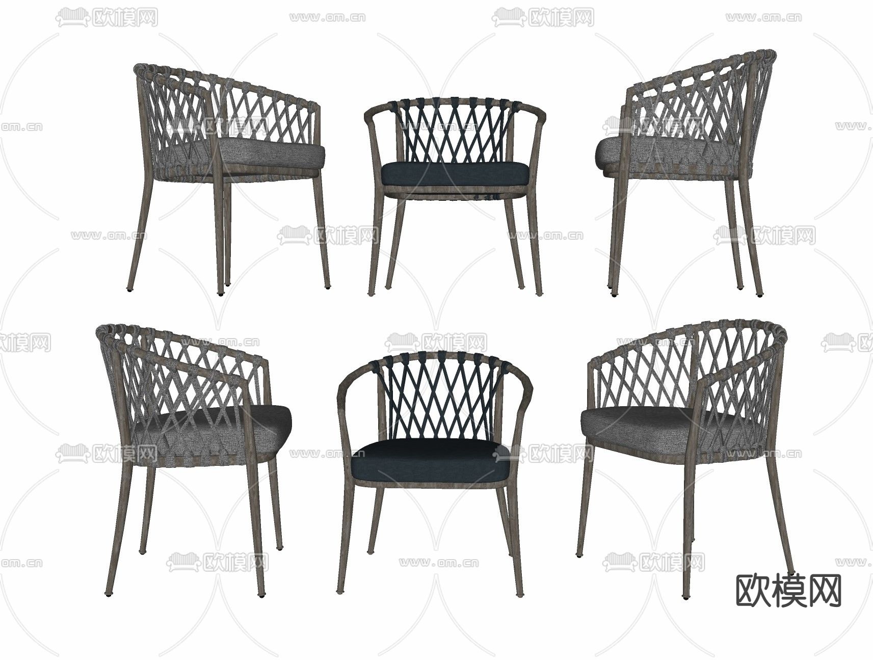 北欧餐椅扶手椅su模型下载（渲染图2）