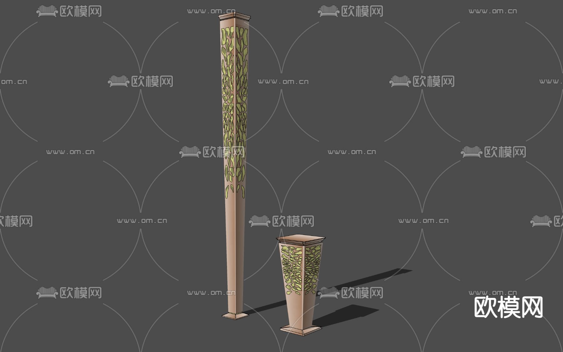 现代花纹景观灯su模型