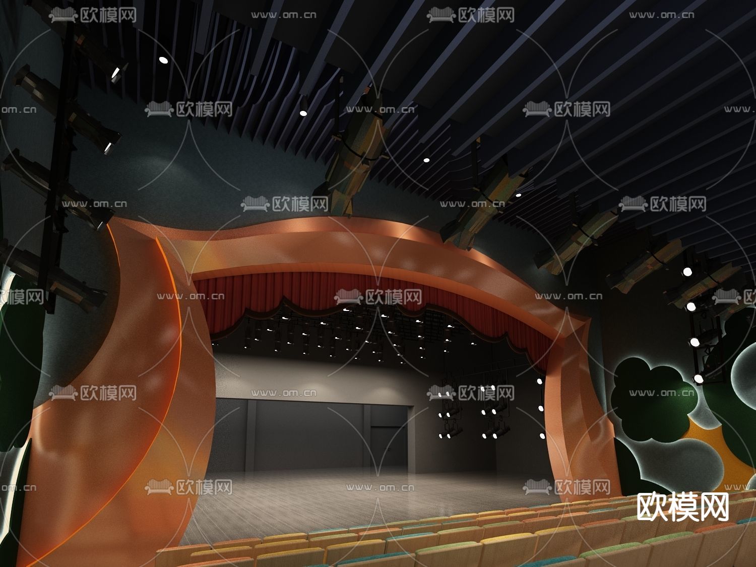现代歌剧院舞台3d模型下载（渲染图3）