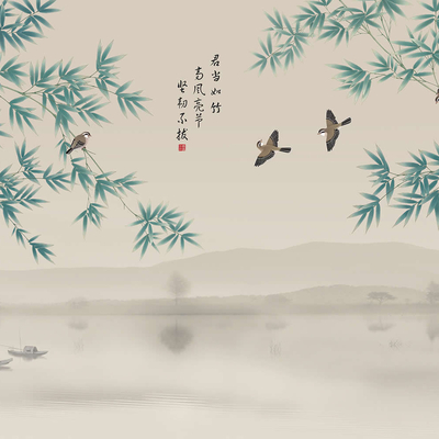  华琴壁画君当如竹壁纸 