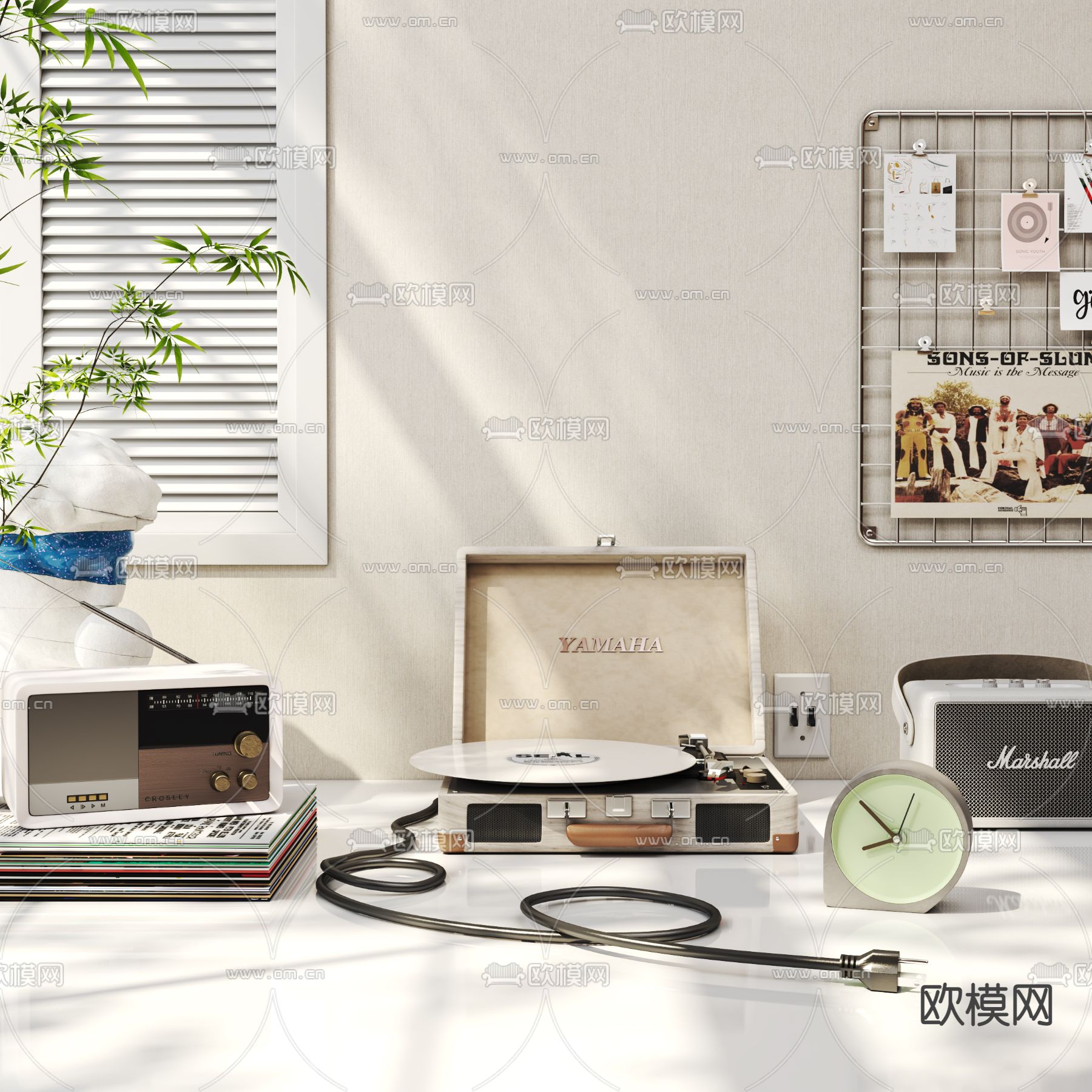 美式留声机唱片机3d模型下载