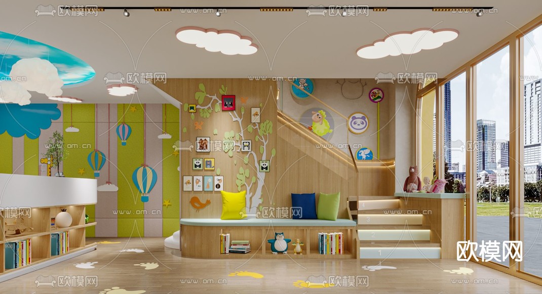 现代幼儿园培训机构3d模型下载_ID14002657_3dmax免费模型-欧模网