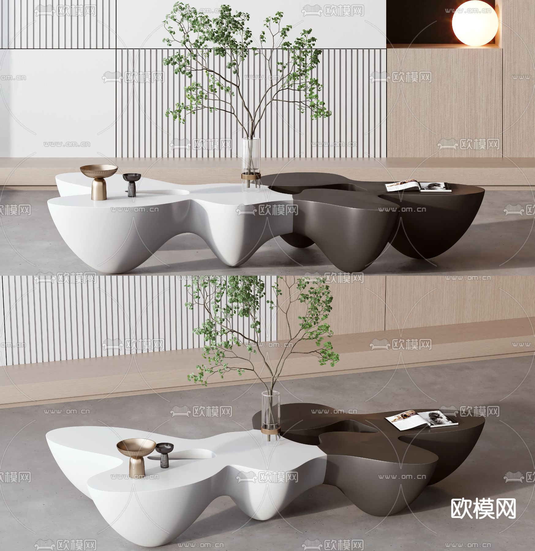 现代抽象不规则茶几3d模型下载_ID12047690_3dmax免费模型-欧模网