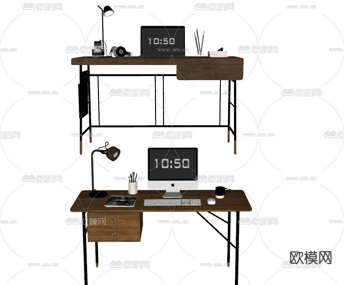 侘寂风书桌su模型下载（渲染图2）