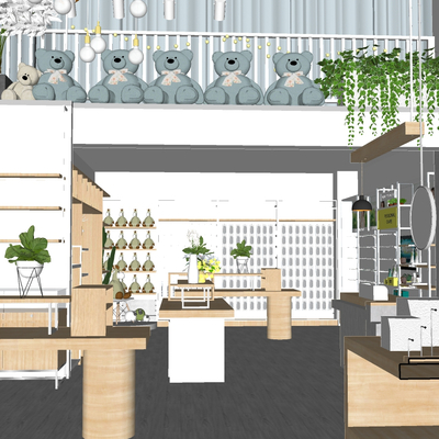  现代零售店su模型 