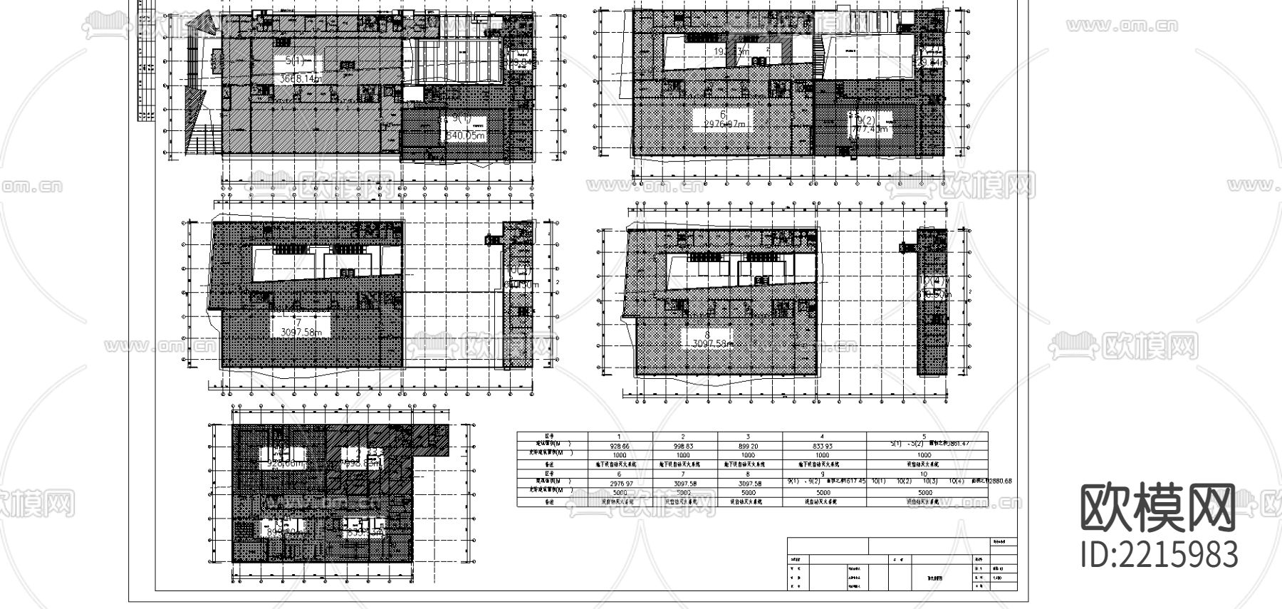 防火分区cad平面图下载（渲染图1）