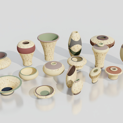  东南亚陶罐陶瓷器皿su模型 