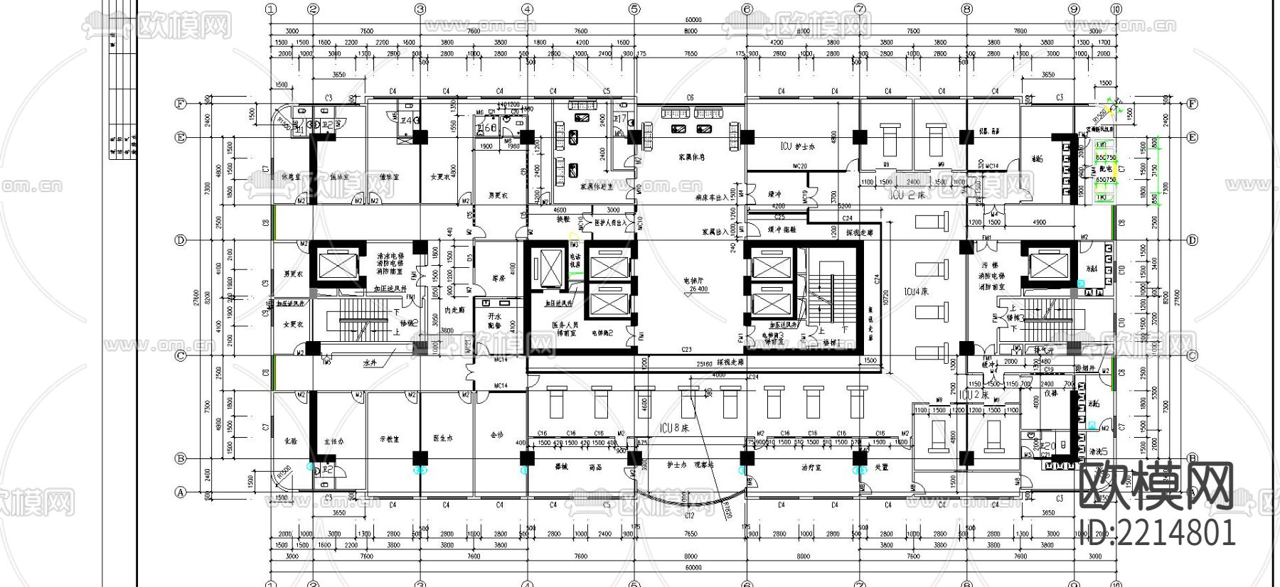 医院cad平面图下载（渲染图1）