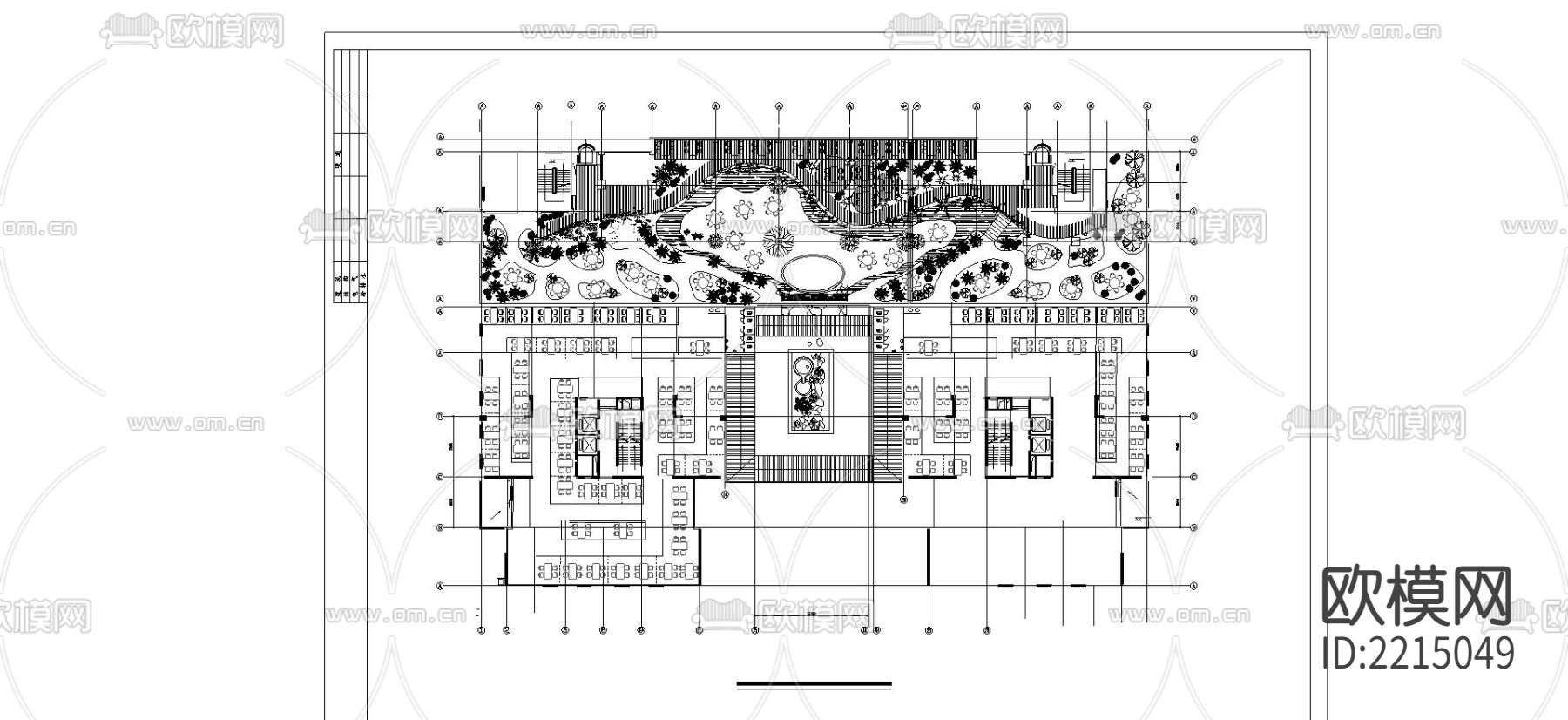 商务会所室内景观CAD施工图下载（渲染图2）
