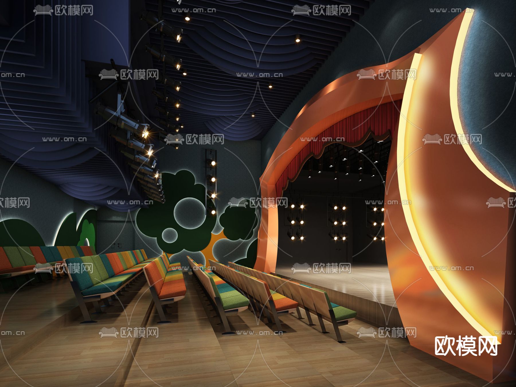 现代歌剧院舞台3d模型下载（渲染图5）
