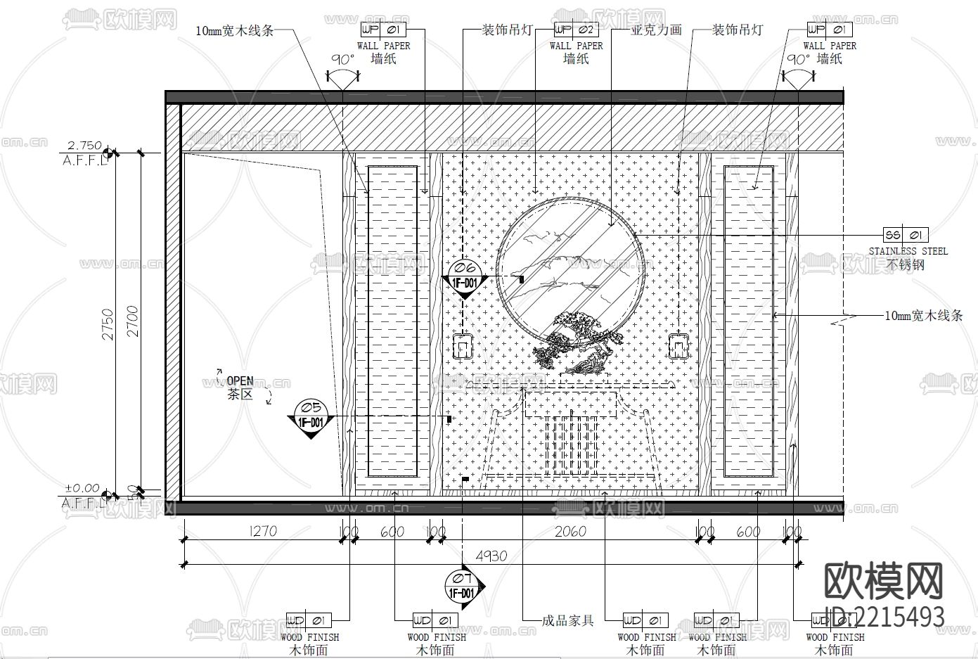 私人会所平面布置CAD施工图下载（渲染图5）
