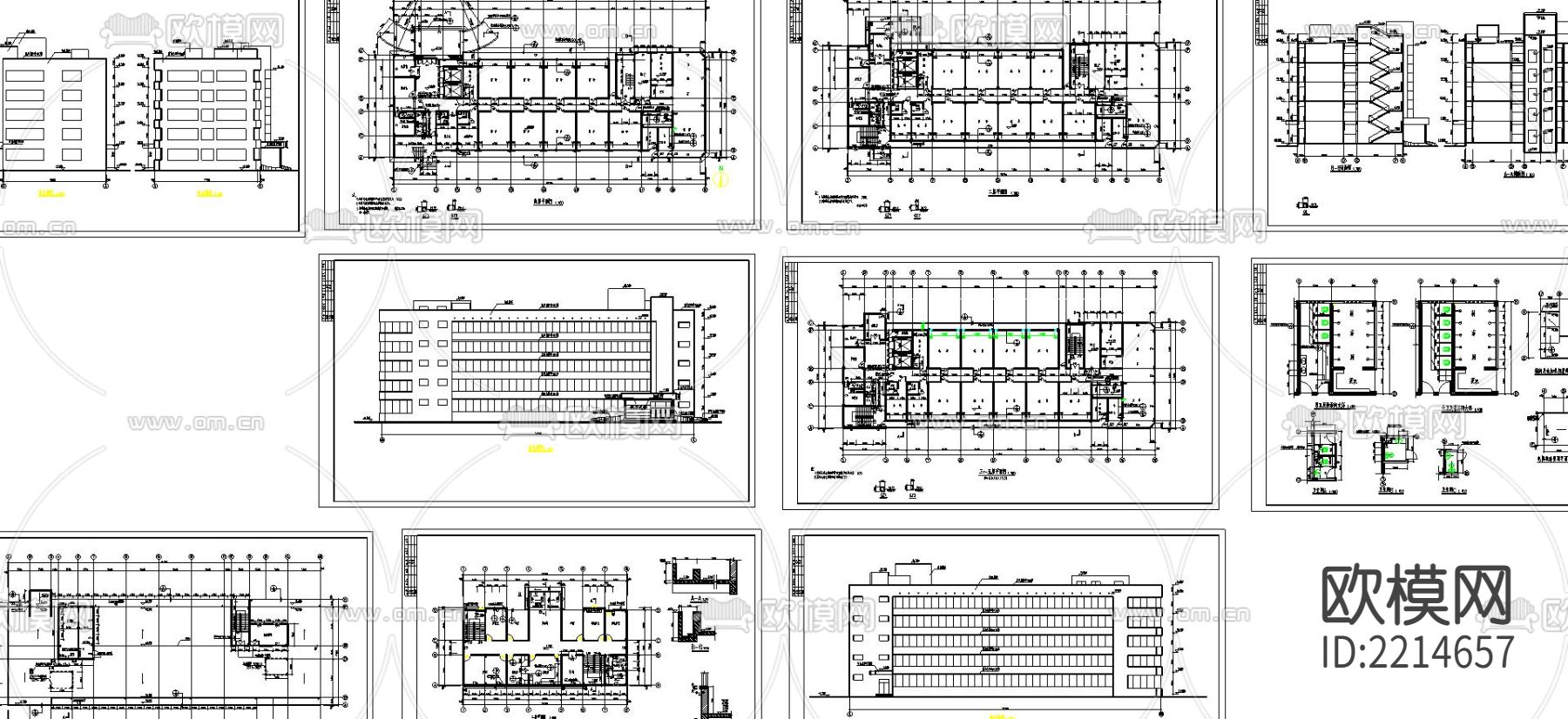 精神病疗养院全套建筑CAD施工图下载（渲染图5）