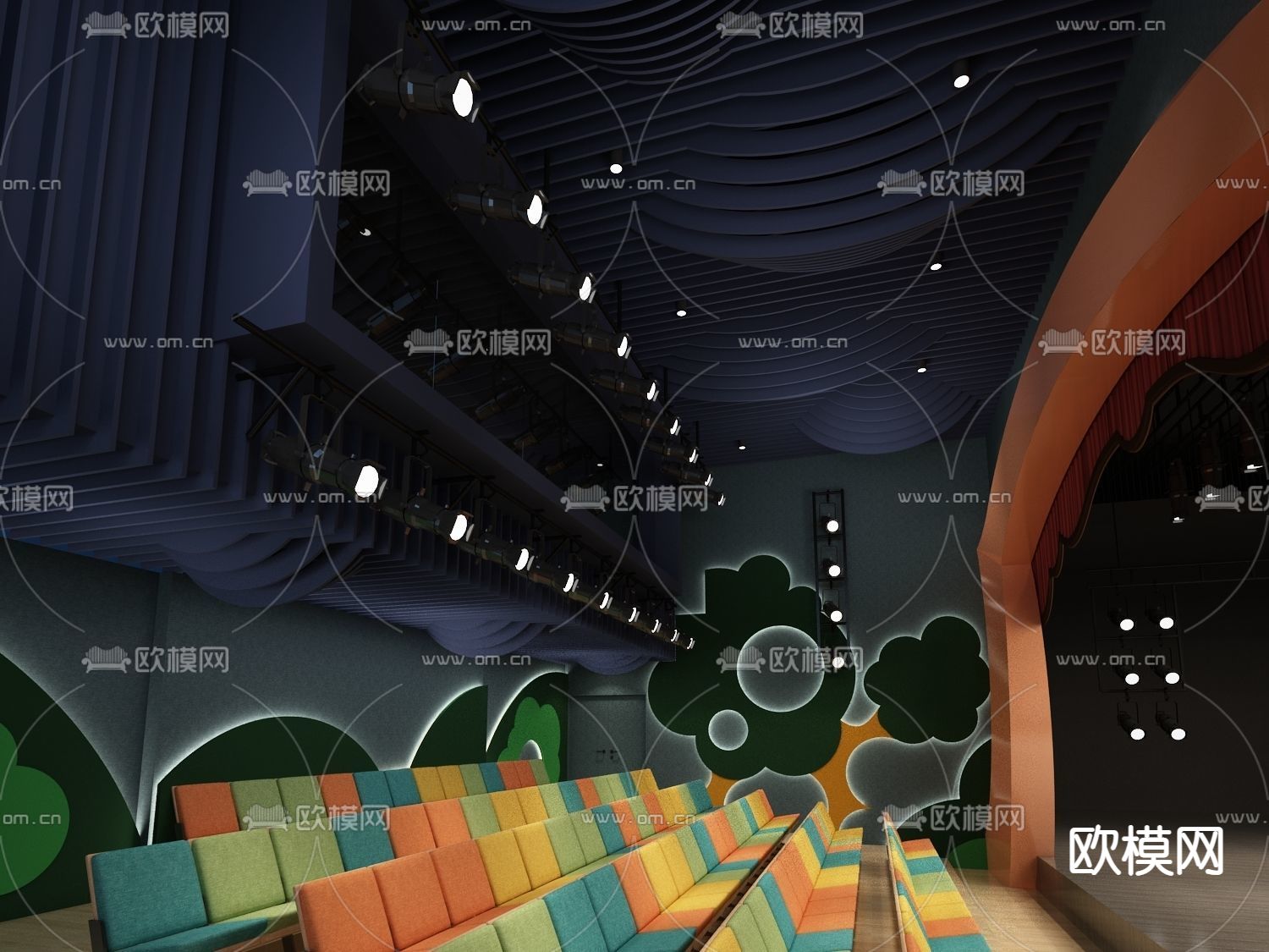 现代歌剧院舞台3d模型下载（渲染图2）
