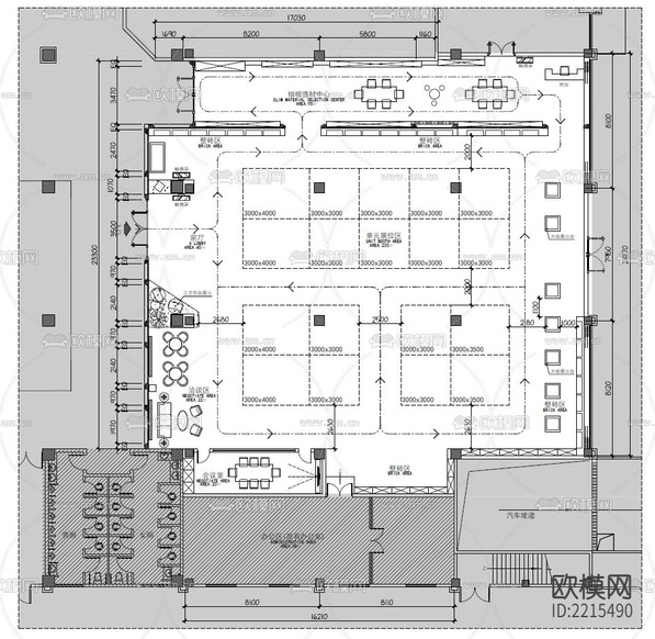 陶瓷展廳平面布置CAD施工圖下載(渲染圖1)