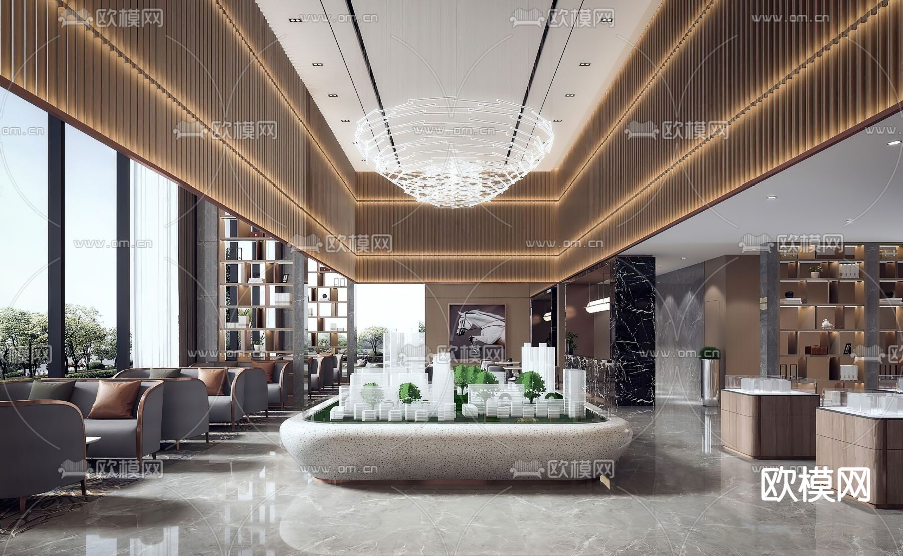 现代售楼处沙盘区3d模型下载_ID12051549_3dmax免费模型-欧模网