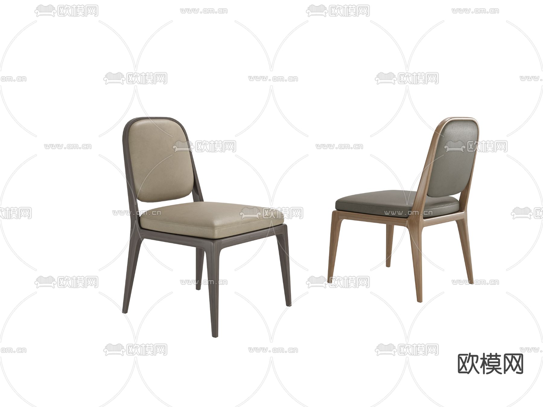 roche bobois现代皮革餐椅3d模型下载（渲染图2）