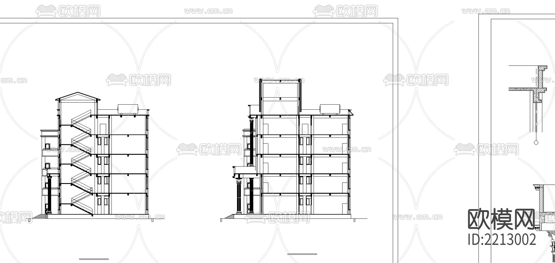 某卫生学校实验楼CAD施工图下载（渲染图3）