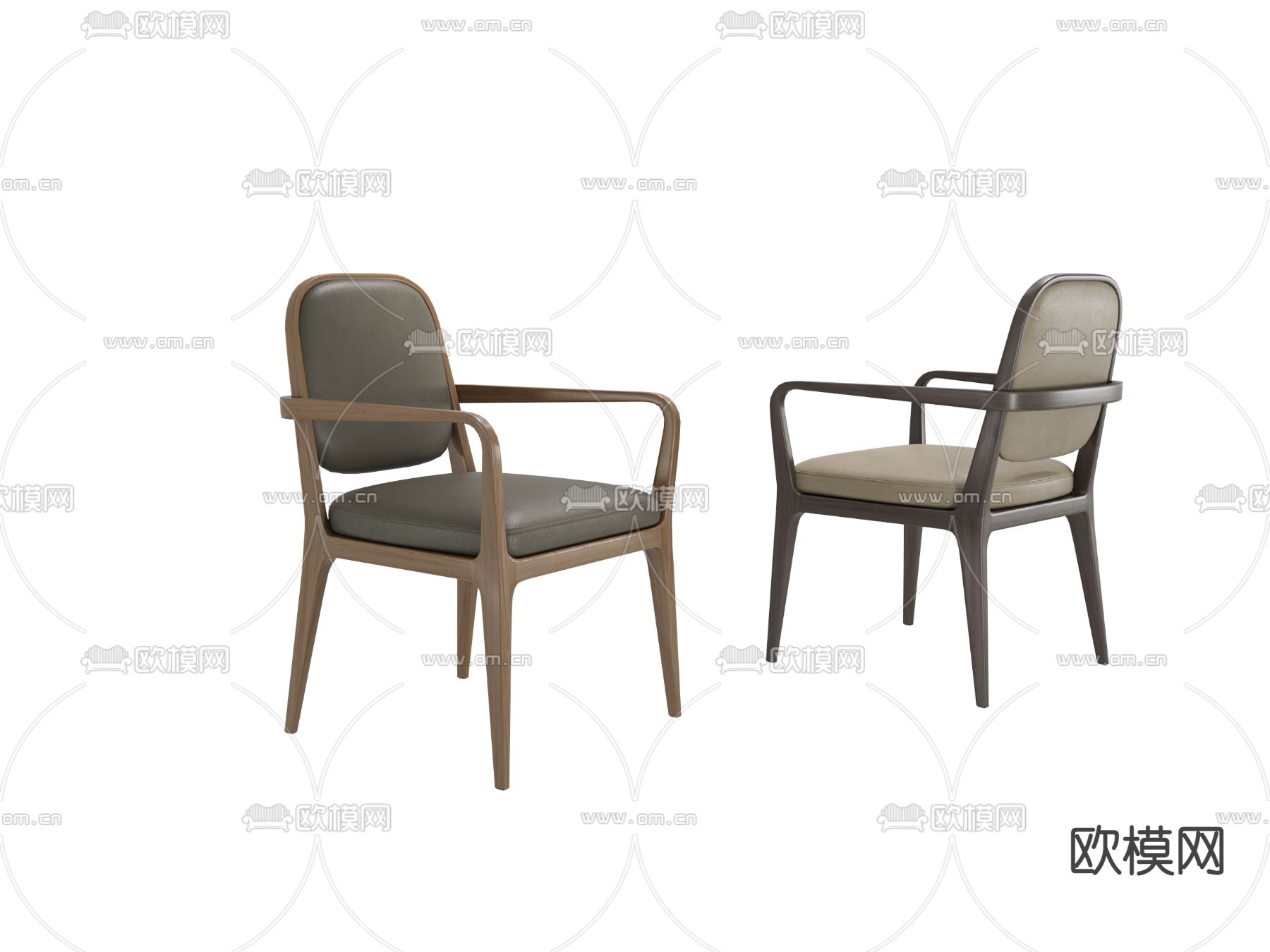 roche bobois现代皮革餐椅3d模型下载（渲染图1）