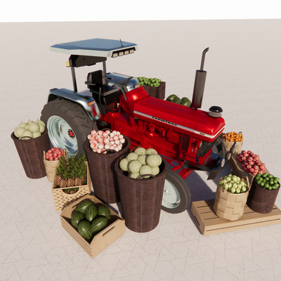  现代水果零售货架su模型 