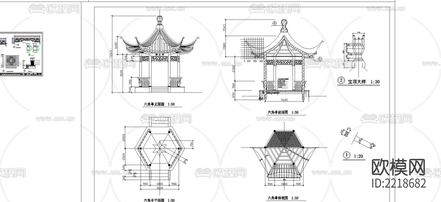 古建亭子cad施工图下载（渲染图1）