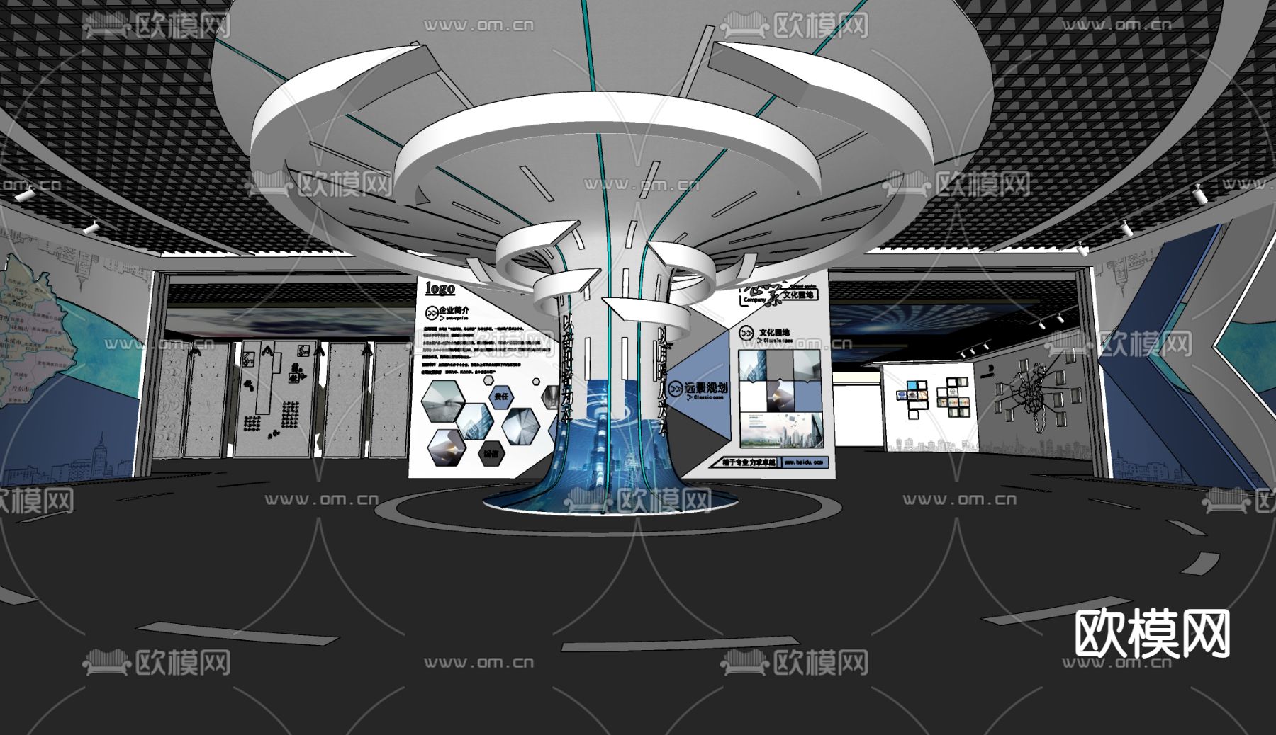 现代科技展厅su模型下载（渲染图2）