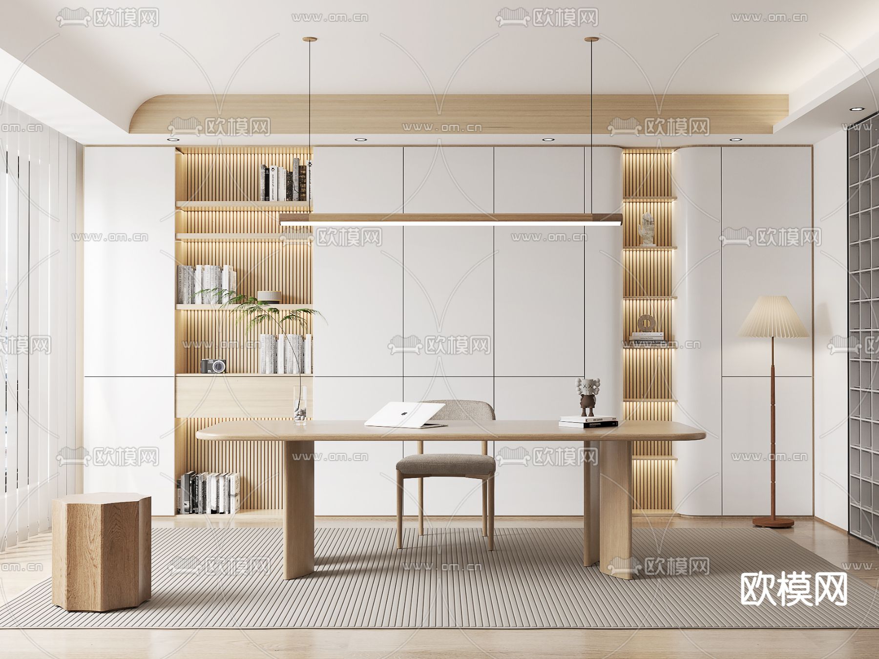 北欧书房su模型下载（渲染图1）
