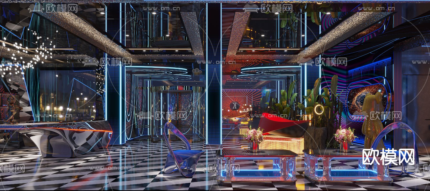 现代ktv大厅3d模型下载（渲染图2）