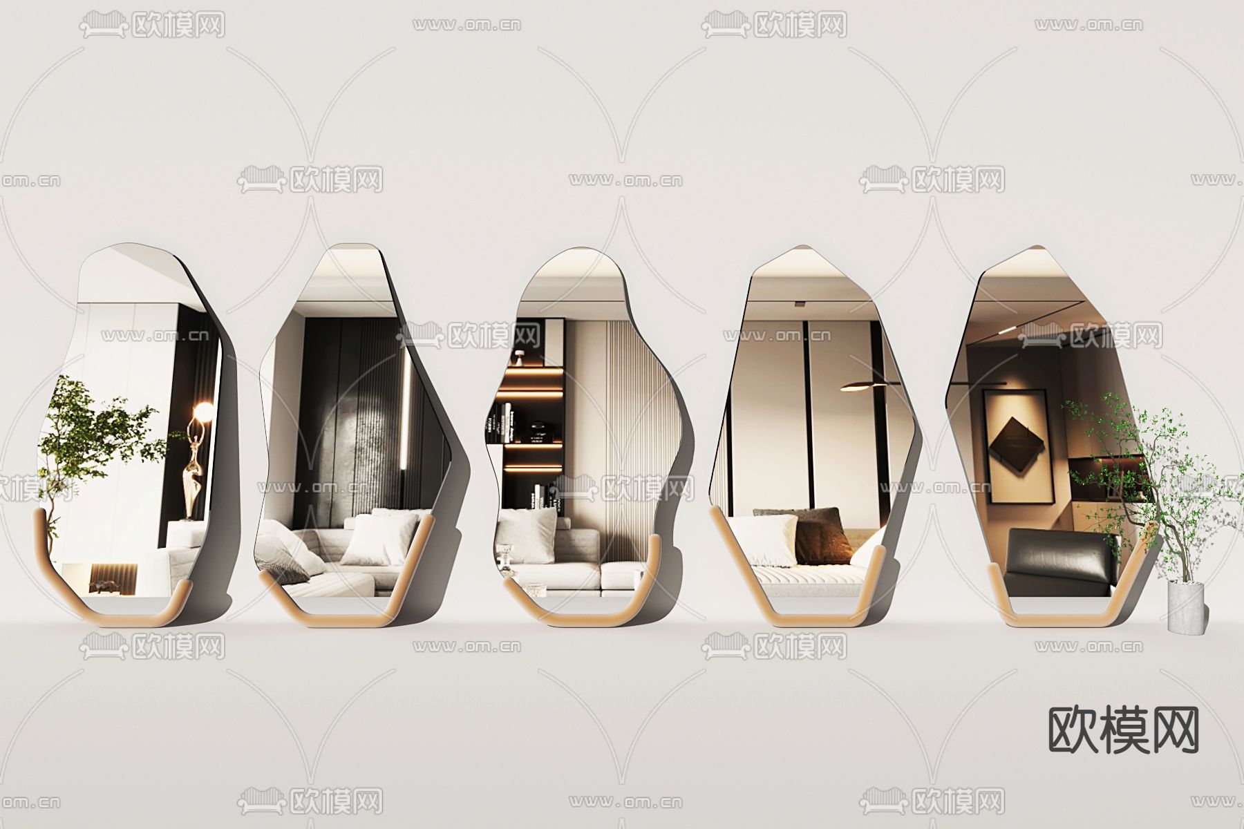 现代不规则简约试衣镜3d模型下载