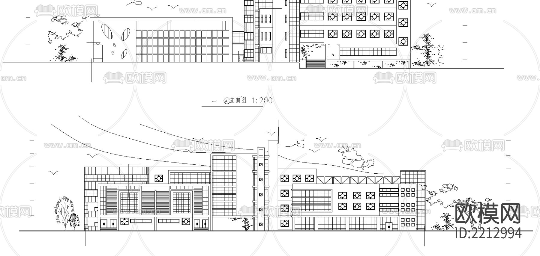 某高校艺术中心设计CAD施工图下载（渲染图1）