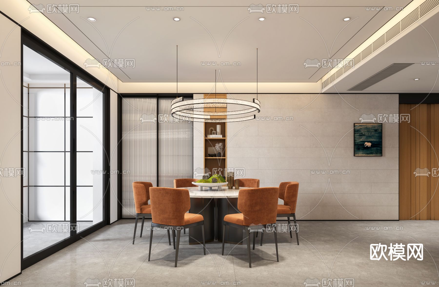 现代餐厅3d模型下载_ID12048662_3dmax免费模型-欧模网