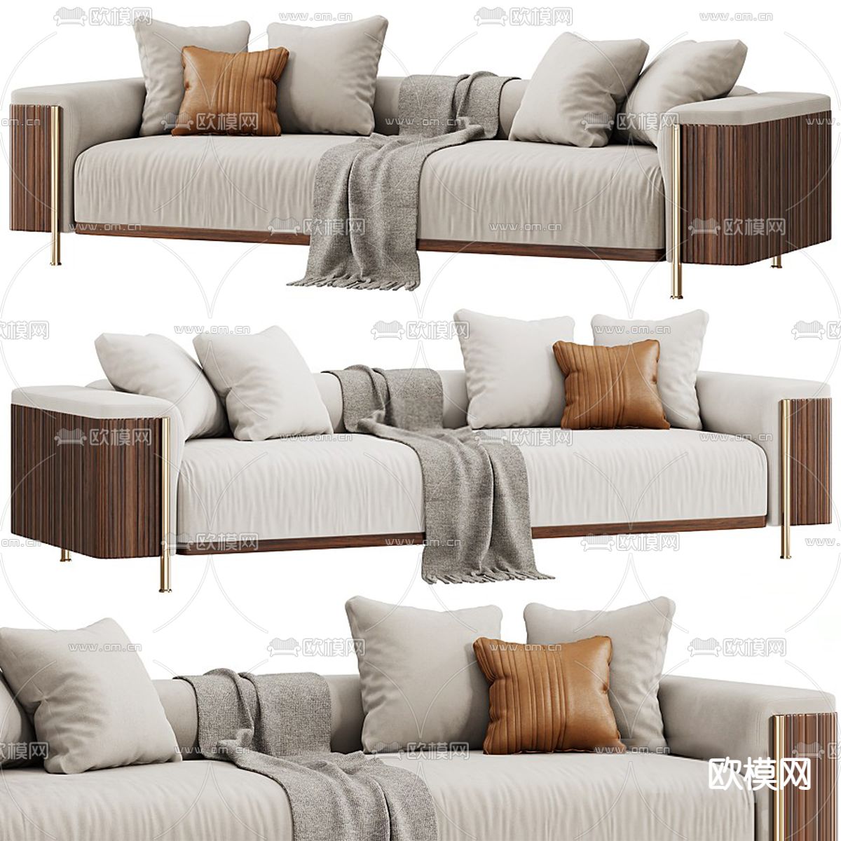 B&B italia 现代白色双人沙发3d模型下载