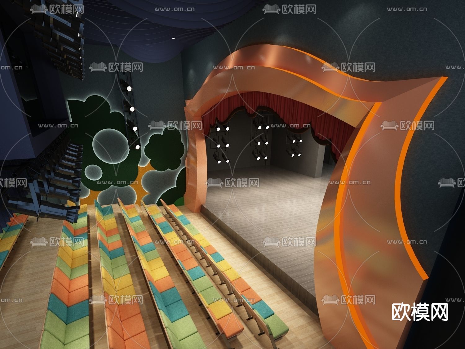 现代歌剧院舞台3d模型下载（渲染图1）