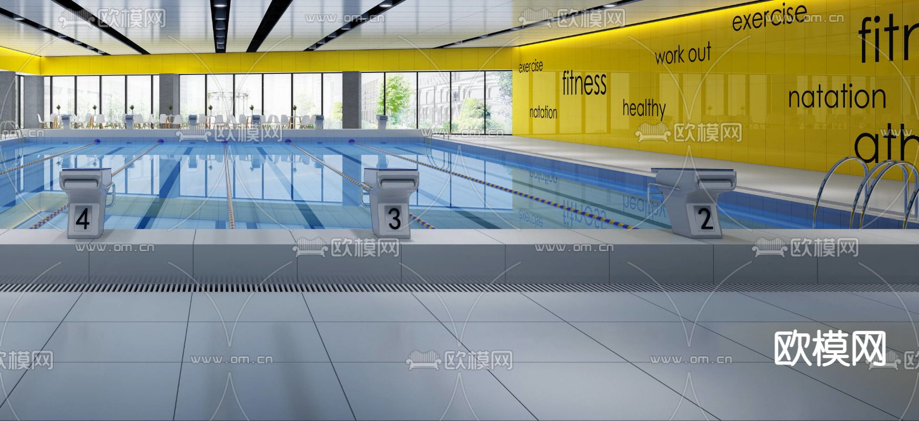 现代室内游泳馆3d模型下载（渲染图3）