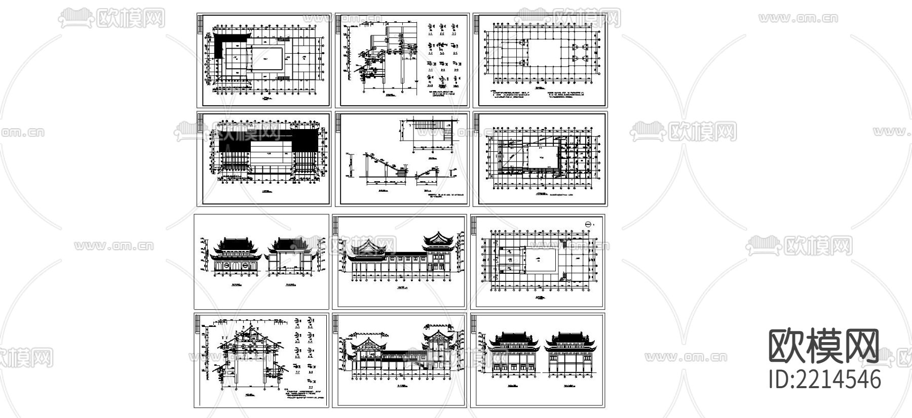 古建筑祠堂戏台CAD施工图下载（渲染图7）