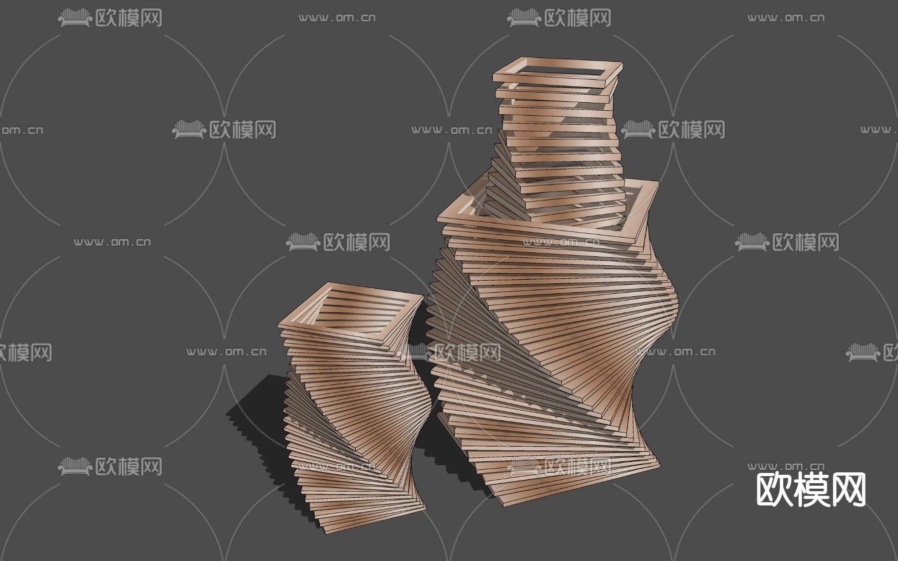 现代螺旋方框雕塑小品su模型下载_ID12052061_sketchup模型下载-欧模网