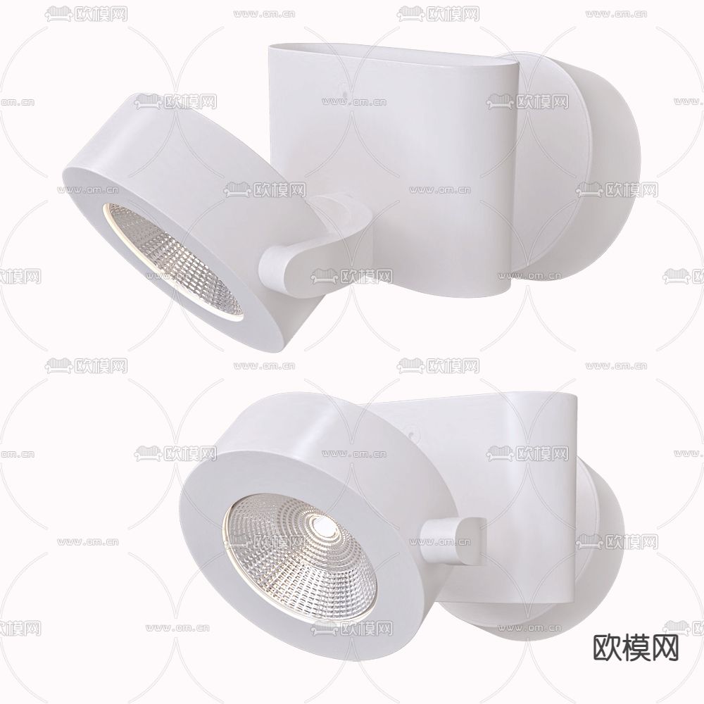 现代白色双头轨道筒灯射灯3d模型下载