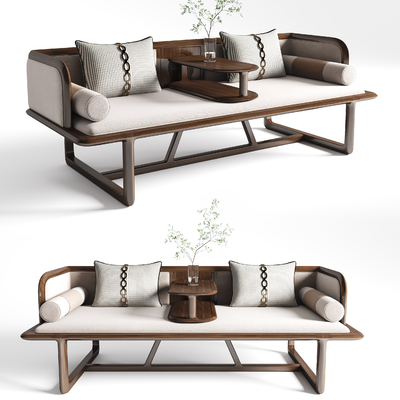  新中式罗汉床su模型 