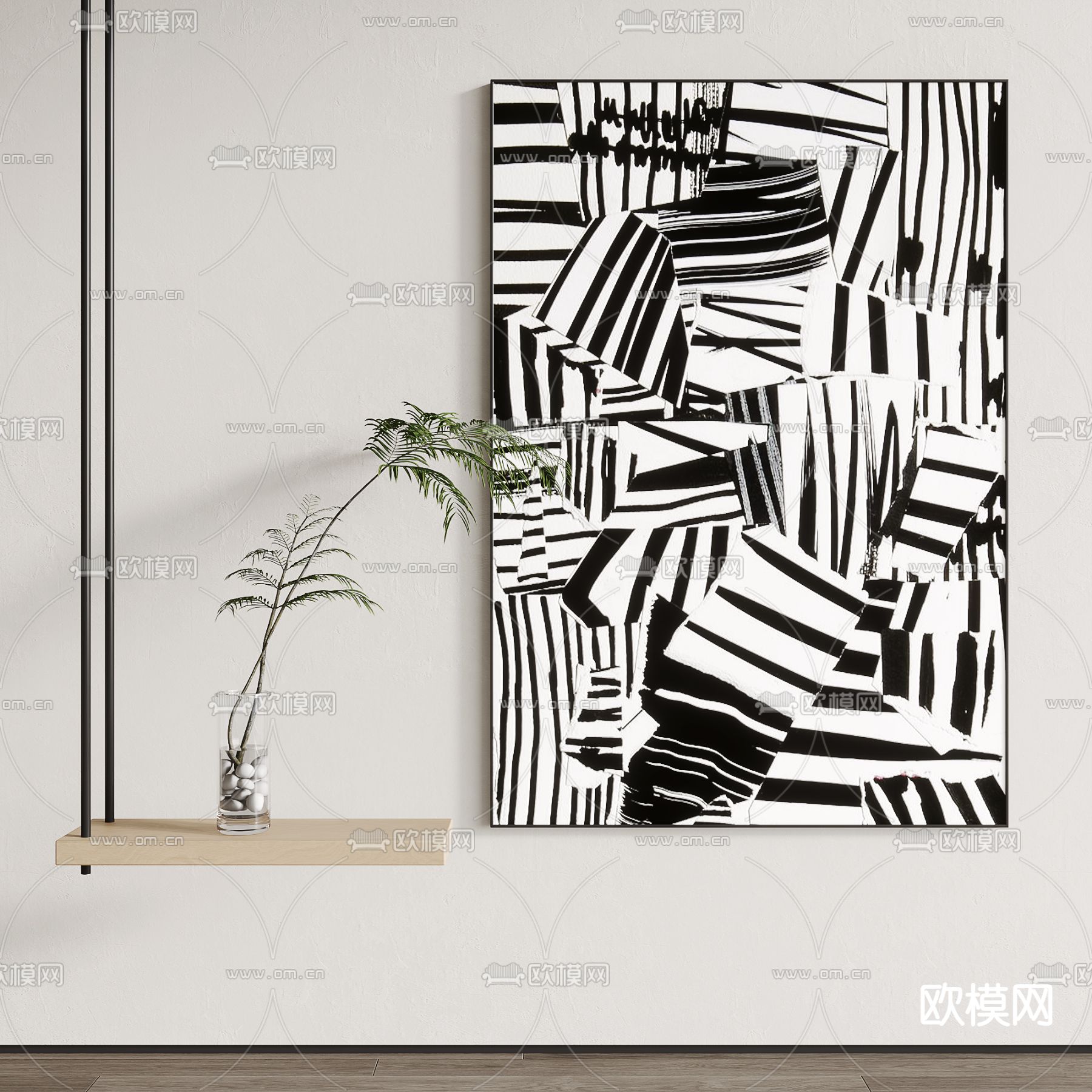 侘寂风装饰画挂画su模型