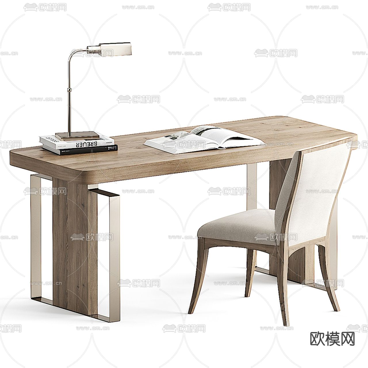 现代简约实木书桌椅3d模型下载_ID12050151_3dmax免费模型-欧模网
