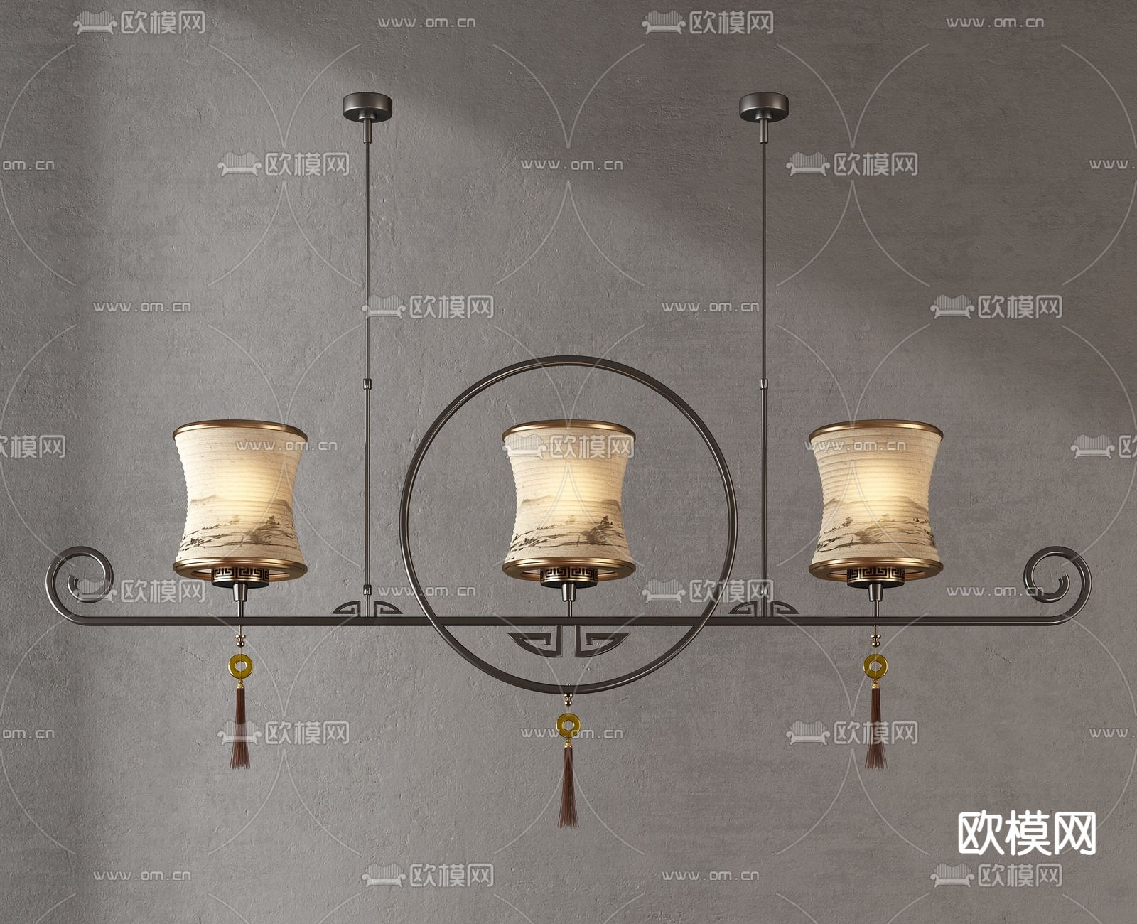 新中式轻奢吊灯su模型下载（渲染图1）