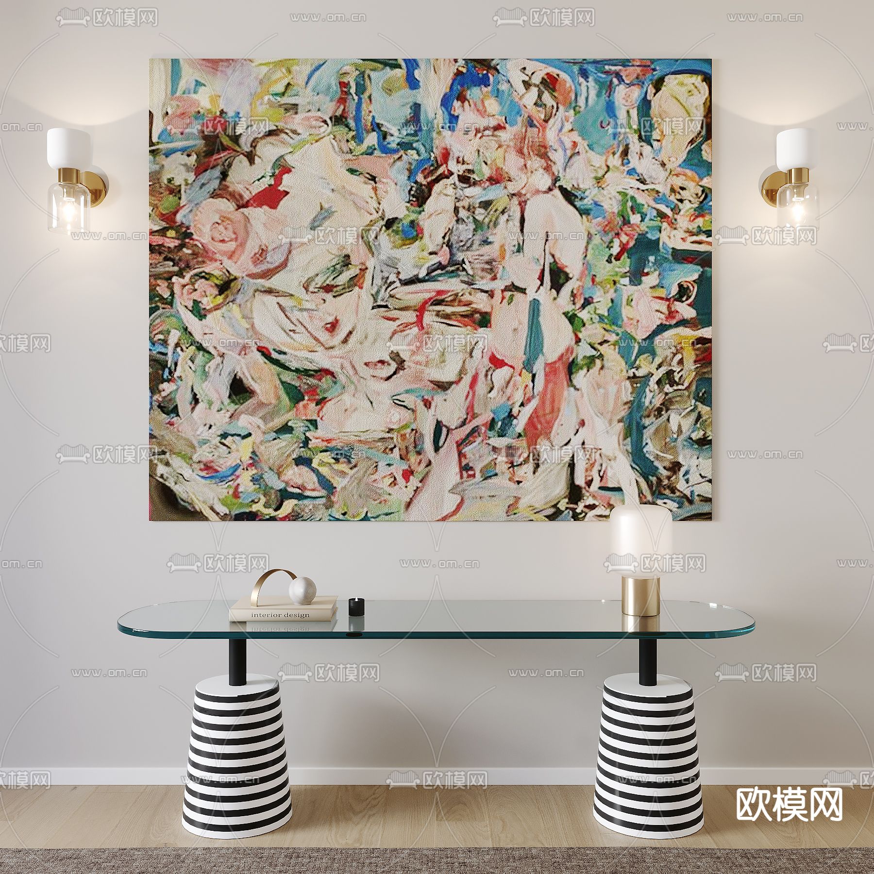 侘寂风抽象挂画su模型