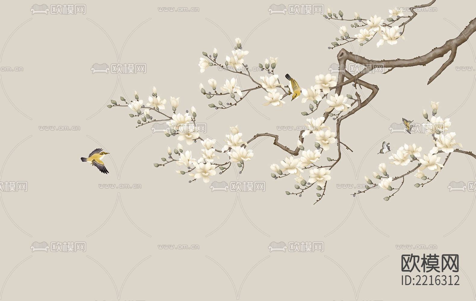 华琴壁画玉兰花壁纸