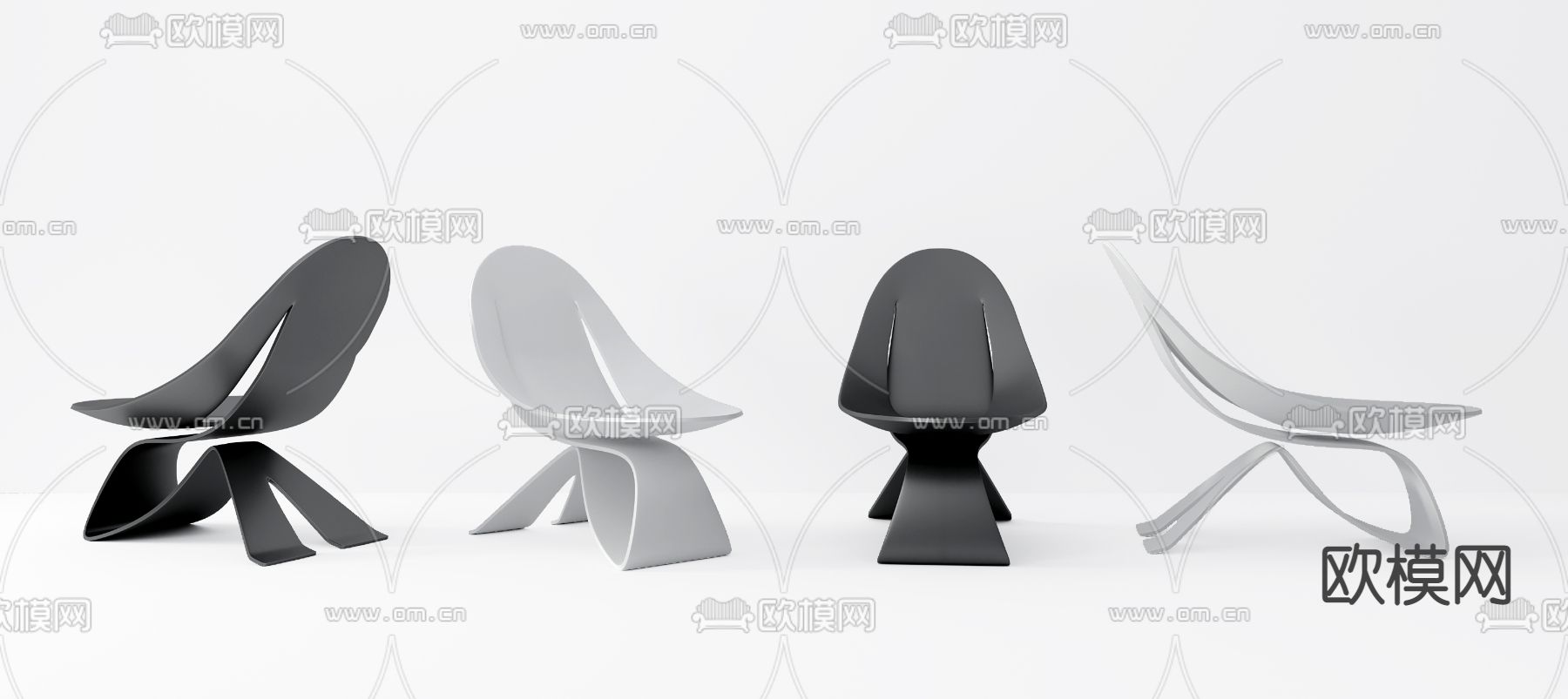 现代黑白灰金属休闲椅3d模型下载_ID12051967_3dmax免费模型-欧模网