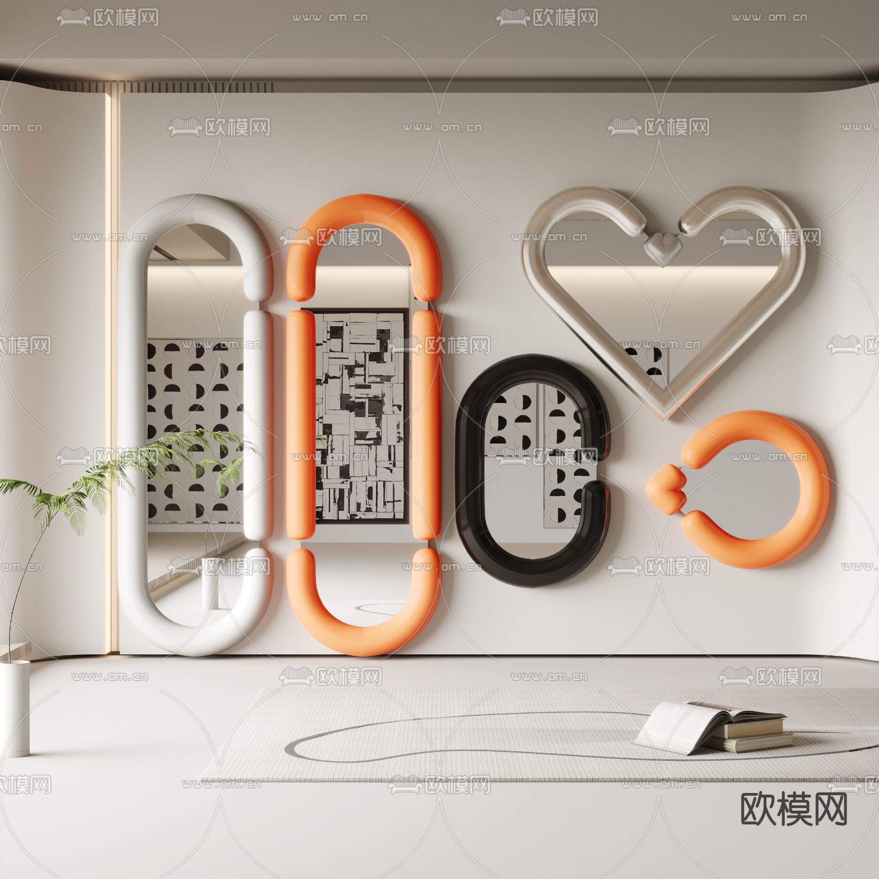 现代落地镜穿衣镜3d模型下载