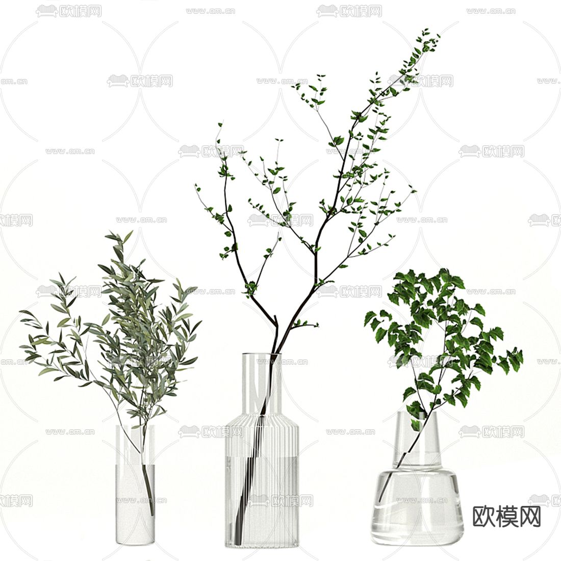 现代杞柳水培绿植花瓶3d模型下载